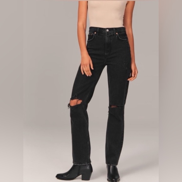 Abercrombie & Fitch Denim - Abercombie and fitch 90s straight ultra High Rise Black Jeans
